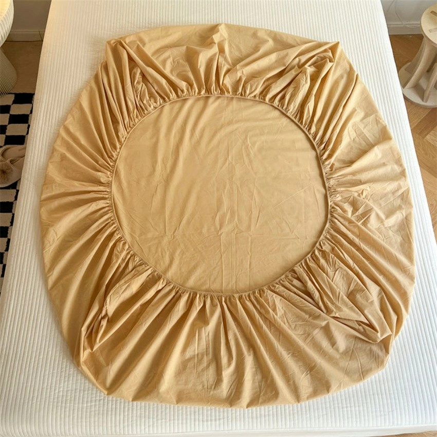 Cotton Mattress Cover with Elastic Rubber Band Soft Comfort Fitted Bed Sheet Ins Style Plain Color Bedsheet Adjustable Bed Cover