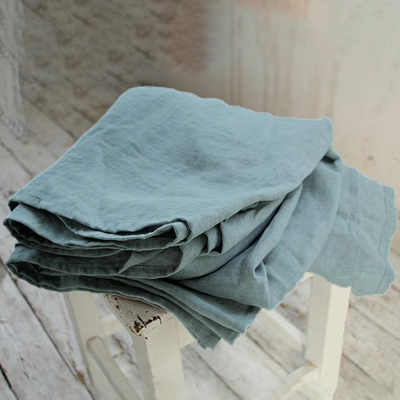 4PCS Pure Linen Bedding Set with Duvet Cover Flat Bed Sheet or Fitted Sheet Pillowcase 140x200 240x220 King Queen Single Size